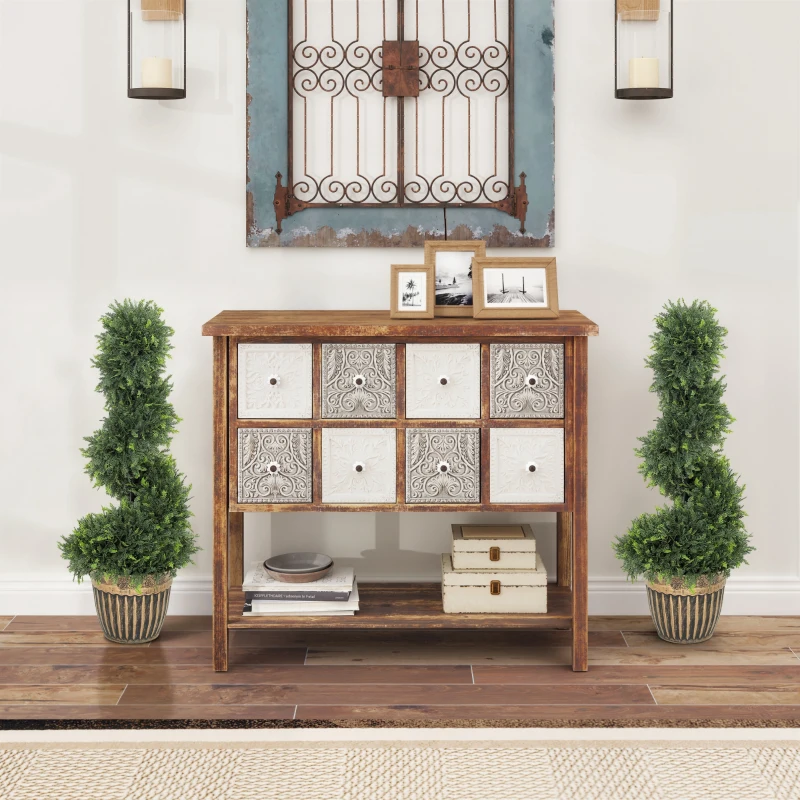 HOMCOM Set of 2 Artificial Plants, Topiary Spiral Boxwood Cypress Trees with Pot, for Home Indoor Outdoor Decor, 90cm