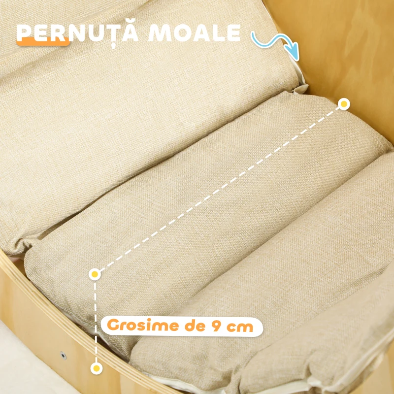 AIYAPLAY Arc Montessori 3 în 1 pentru Copii de 18-48 Luni, Structură de Cățărare, Măsuță și Balansoar cu Pernă