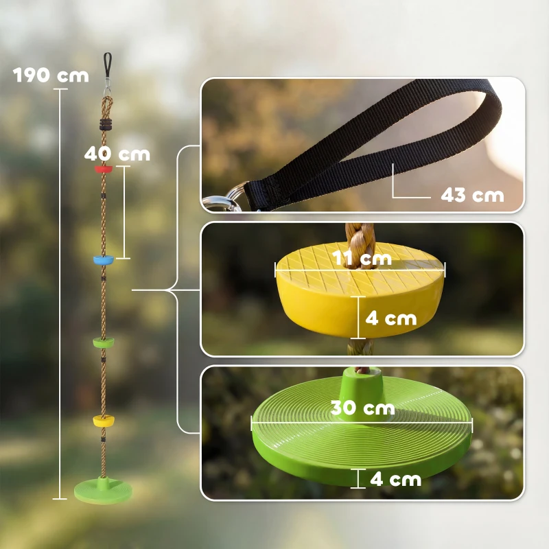 AIYAPLAY Ninja Line Kinder Slackline Set mit Schaukel, Plattformen, Outdoor Spielset Ausrüstung für 3-8 Jahre Kinder Grün