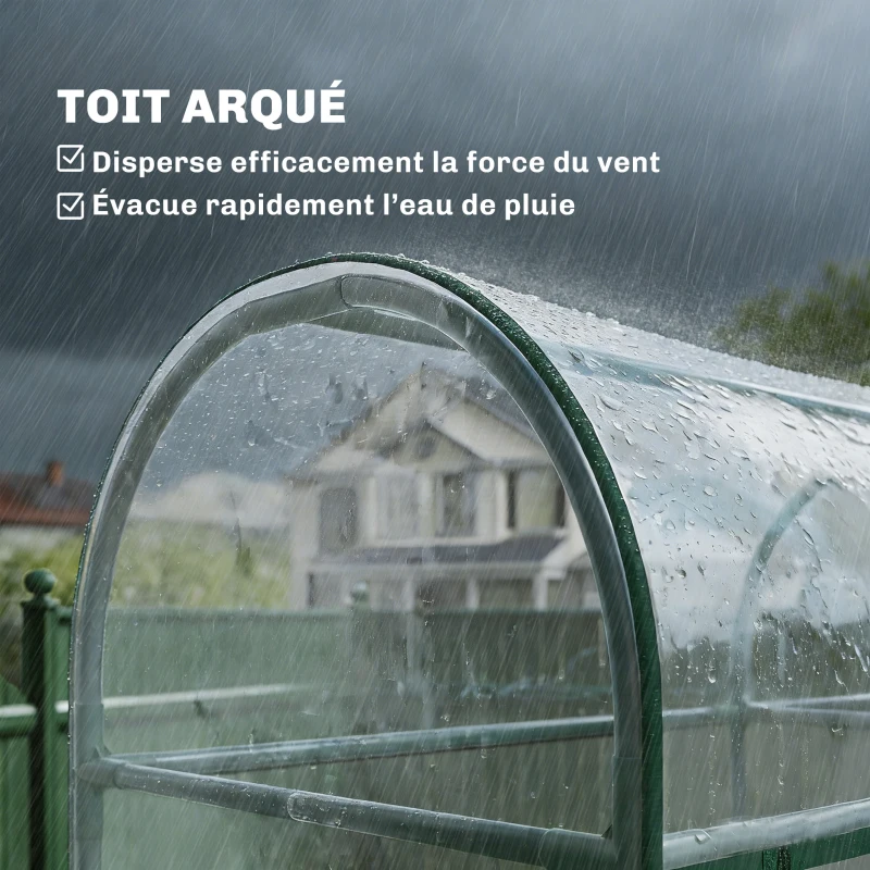 Outsunny Serre de Jardin avec étagères 3 niveaux, Petite Serre en Bâche PVC et Châssis Acier, 2 Portes Roulantes, Transparent