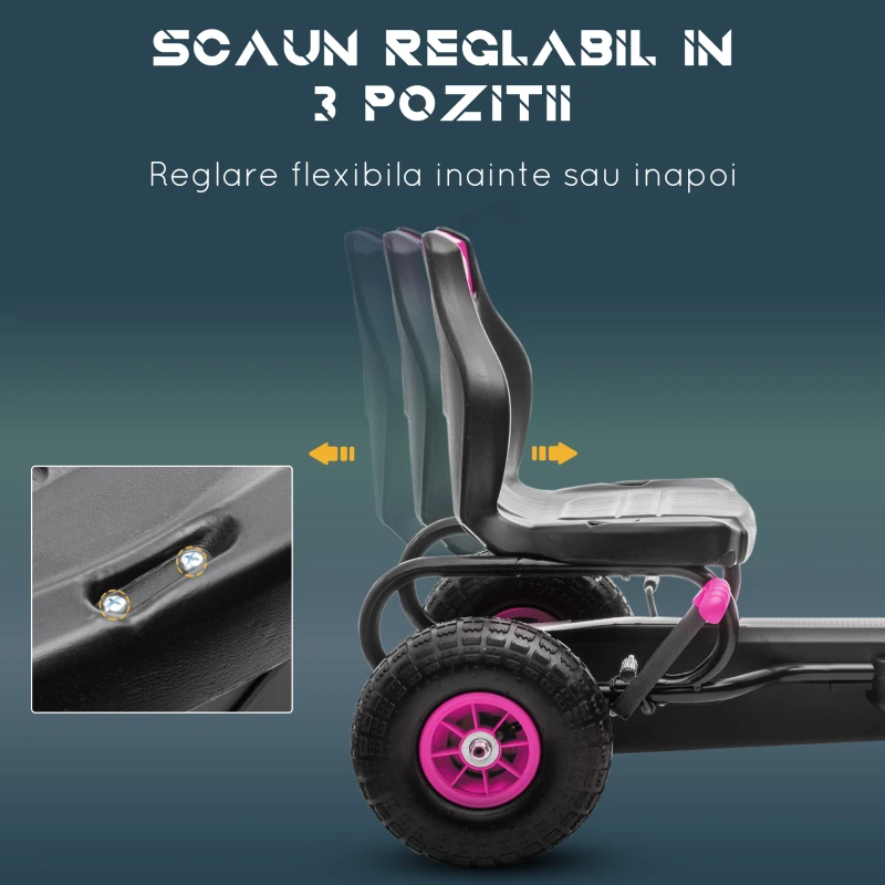 HOMCOM Go Kart a Pedali per Bambini 5-12 Anni Sedile Regolabile Ruote in Gomma