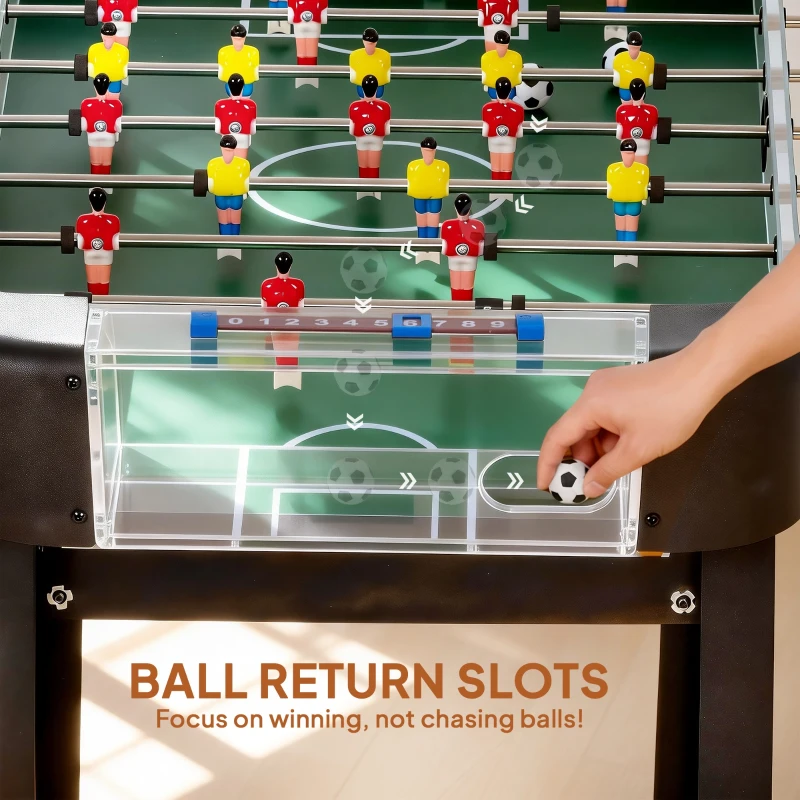 SPORTNOW Futbolín 92 cm, 22 jugadores, 2 pelotas, marcadores manuales, empuñaduras antideslizantes, marrón