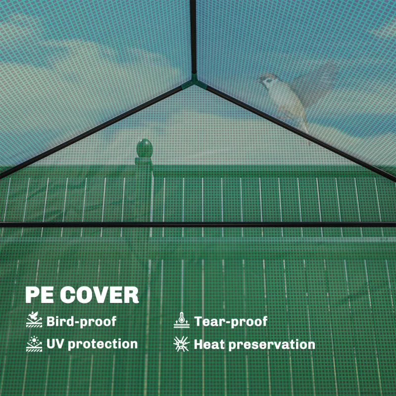 Outsunny Mini Greenhouse with Raised Garden Bed, Galvanised Walk-in Greenhouse with Roll Up Windows, 56" x 56" x 75", Green