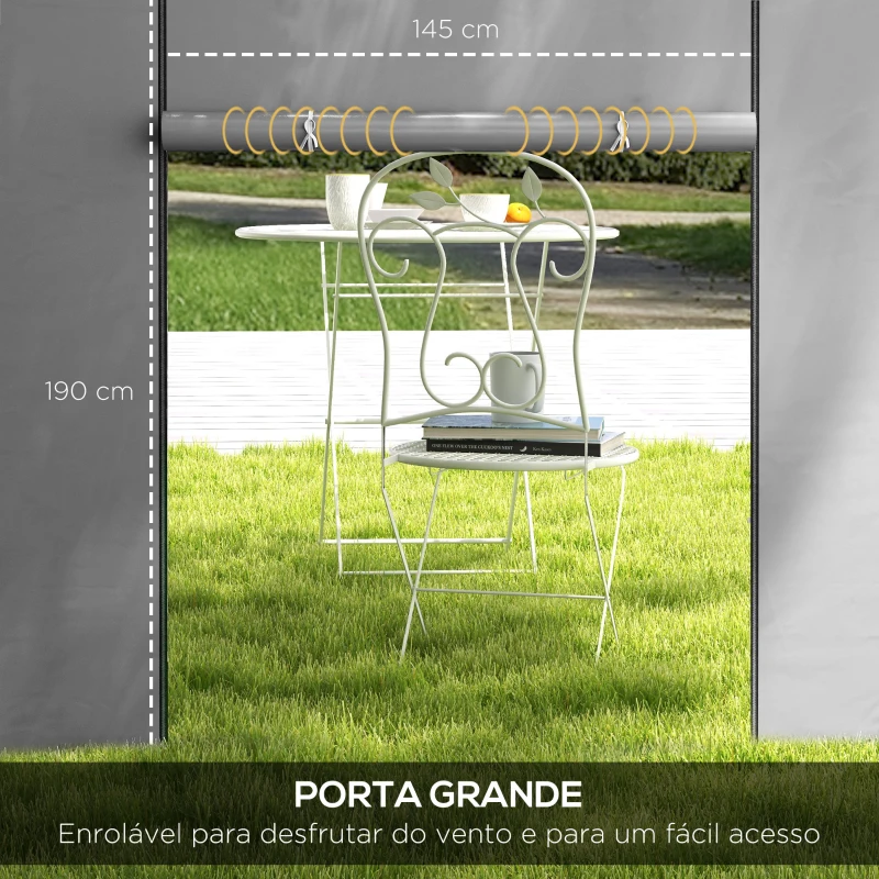 Outsunny 2 Paredes Laterais para Tenda 300x200 cm com Janela Enrolável e Porta com Fecho para Tendas 3x3 m ou 3x6 m Cinzento