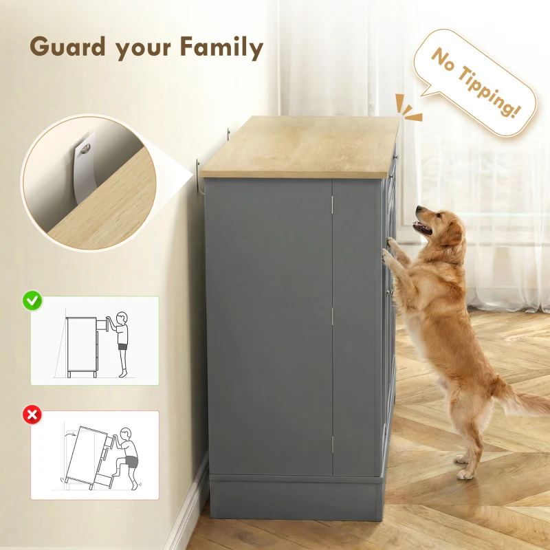 HOMCOM Küchen-Buffet Küchenschrank mit 3 Regalen Tür Schublade Verstellbare Regale für Esszimmer 105x40x83 cm Grau