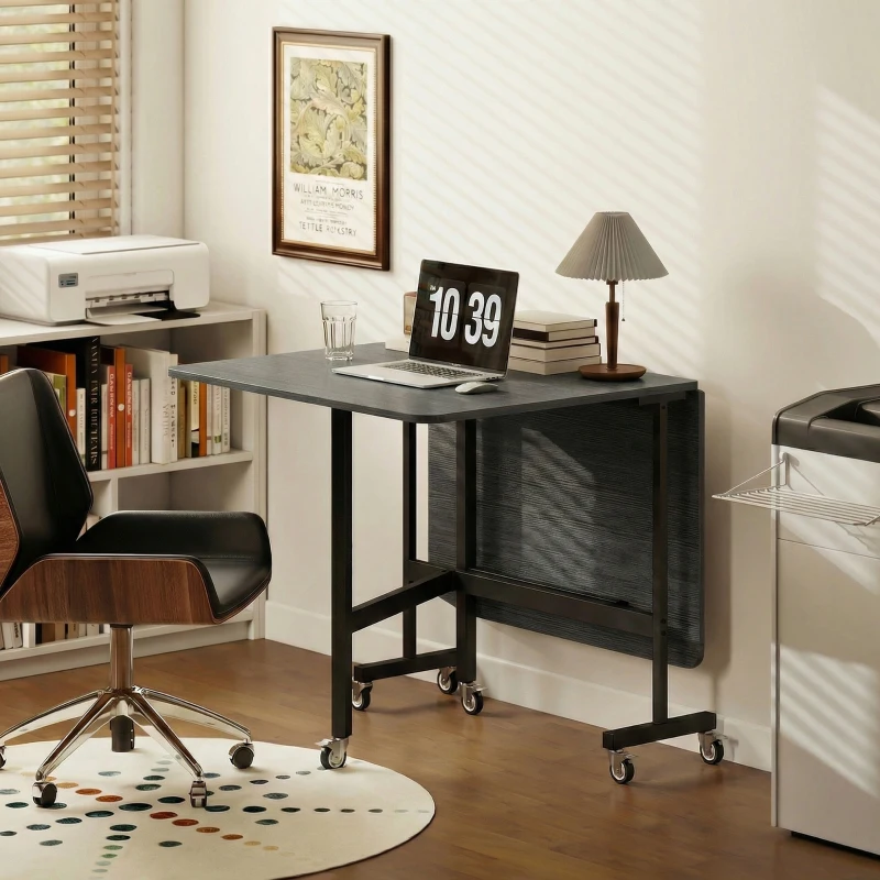 HOMCOM Esstisch Klappbar Küchentisch für 4-6 Personen mit 6 Rollen Mobiler Klapptisch für Kleine Räume 120x80x73 cm Schwarz