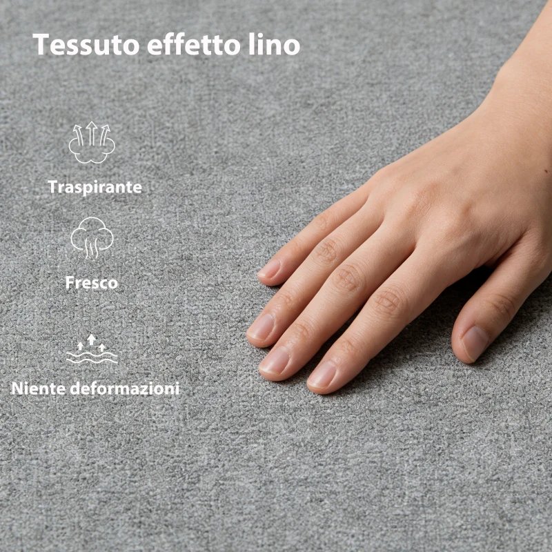 HOMCOM Letto Contenitore Matrimoniale 190x140 cm, Doghe in Legno, Pistone a Gas e Rivestimento in Tessuto, Grigio