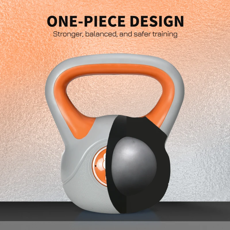 SPORTNOW Kettlebell, 8kg Kettle Bells with Handle for Home Gym Weight Lifting and Strength Training, Orange and Grey