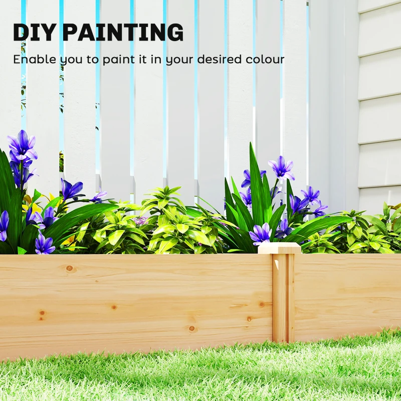 Outsunny Raised Garden Bed, Wooden Planter Box with Divider and Open Bottom for Flowers, Herbs, Vegetables, DIY Painting