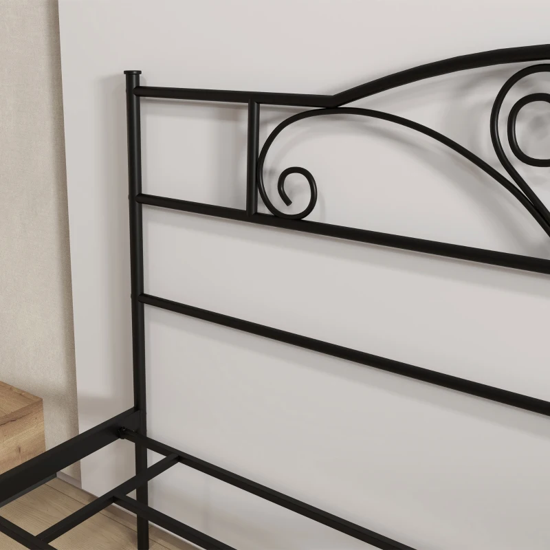 HOMCOM Bett 165 x 207 cm Bettrahmen mit Lattenrost aus Stahl, Unterbettaufbewahrung, Doppelbett, Schwarz