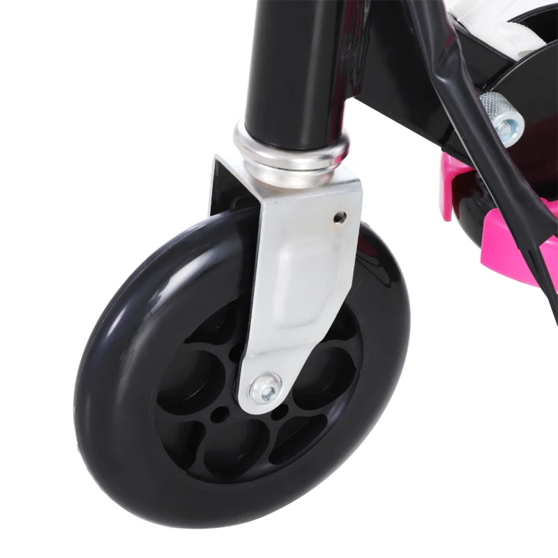 HOMCOM Trotinete Elétrica Dobrável para Crianças e Adolescentes acima de 7 Anos Velocidade de 10km/h Trotinete Elétrica com Guiador Ajustável e Freios Carga Máxima 50kg 78x37x89-95cm Rosa