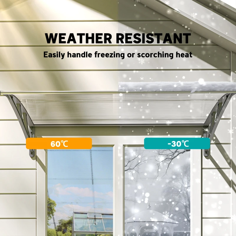 Outsunny Front Door Canopy, Outdoor Awning, Rain Shelter, 110 x 60cm, Grey