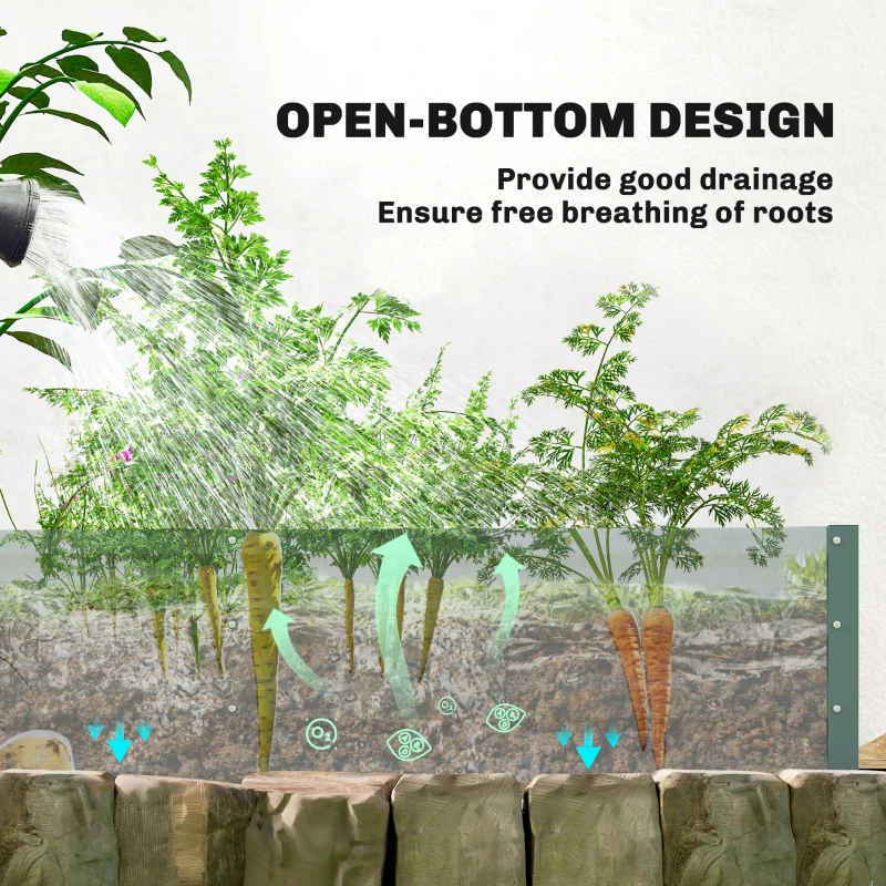 Outsunny Mini Greenhouse with Raised Garden Bed, Galvanised Walk-in Greenhouse with Roll Up Windows, 56" x 56" x 75", Green