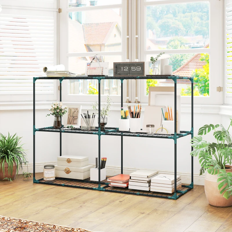 Outsunny Soporte para Plantas de 3 Niveles Estantería para Plantas de Acero para Interior y Exterior 143x48x100 cm Verde