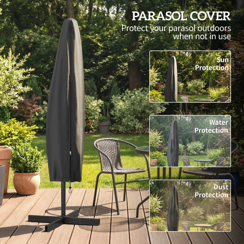 Outsunny 3(m) Offset Cantilever Parasol, with Cross Base - Blue