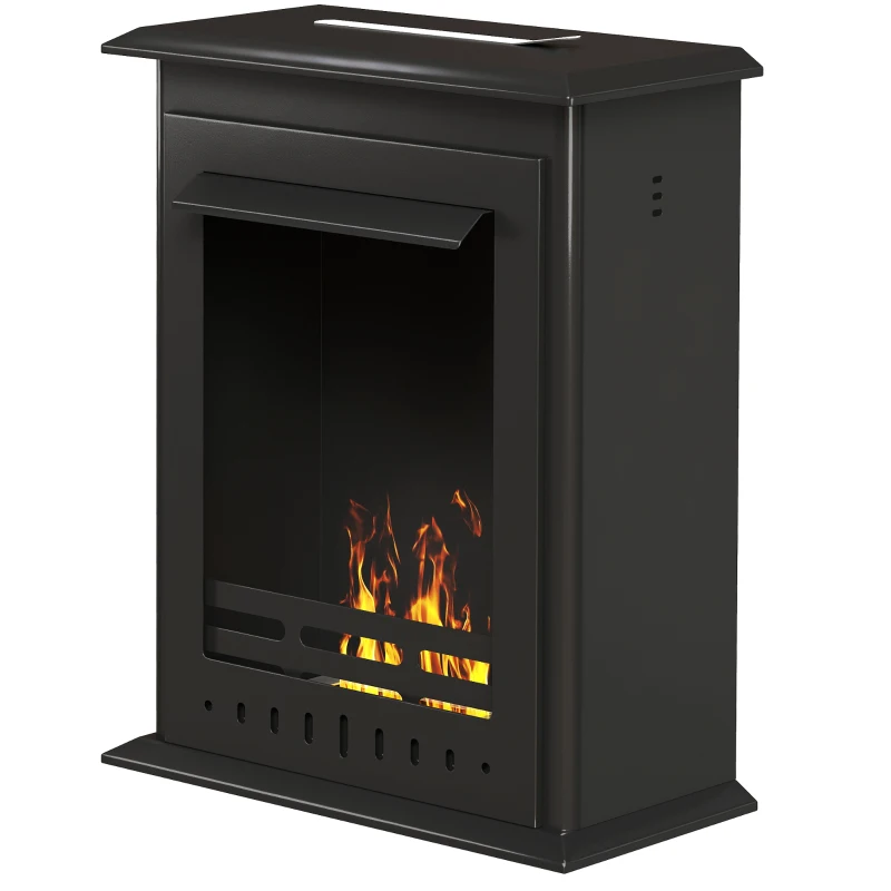HOMCOM Bio-ethanol haard, vrijstaande indoor vuurplaats, 0,9 L inhoud, staal, 3 uur brandtijd, 60 cm, zwart