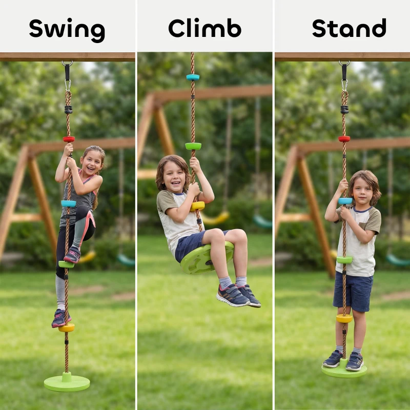 AIYAPLAY Ninja Line Kinder Slackline Set mit Schaukel, Plattformen, Outdoor Spielset Ausrüstung für 3-8 Jahre Kinder Grün