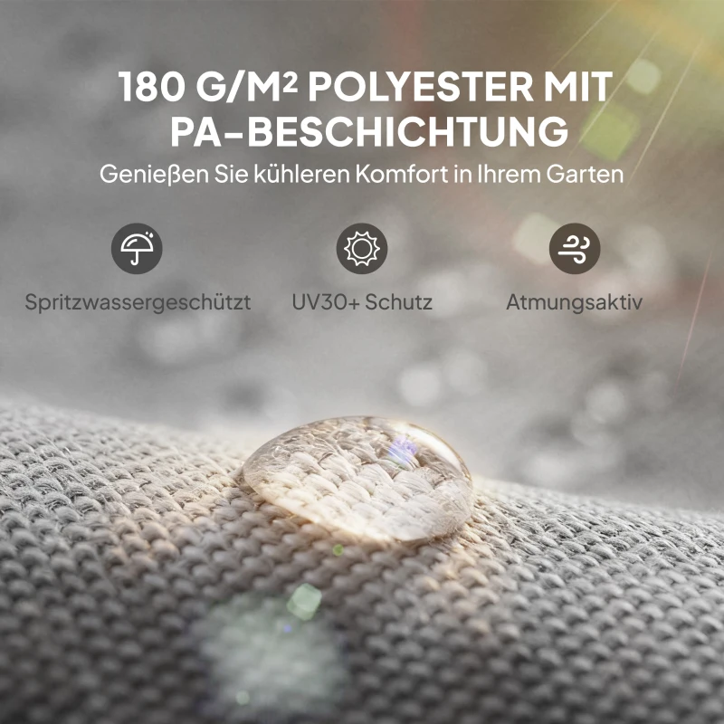 Outsunny Vervangend pergoladak met UV-bescherming, zonzeil voor terrasoverkapping voor 3 x 3 m paviljoen, lichtgrijs