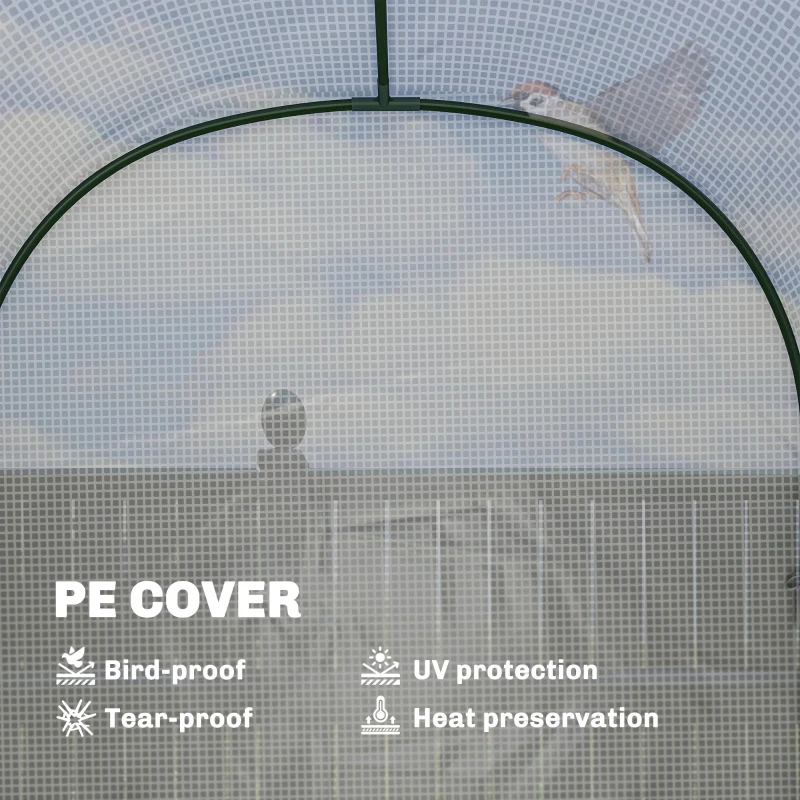 Outsunny Walk-in Greenhouse with Shelves, Small Greenhouse with PE Cover and Roll-up Door, 123 x 187 x 189 cm, White