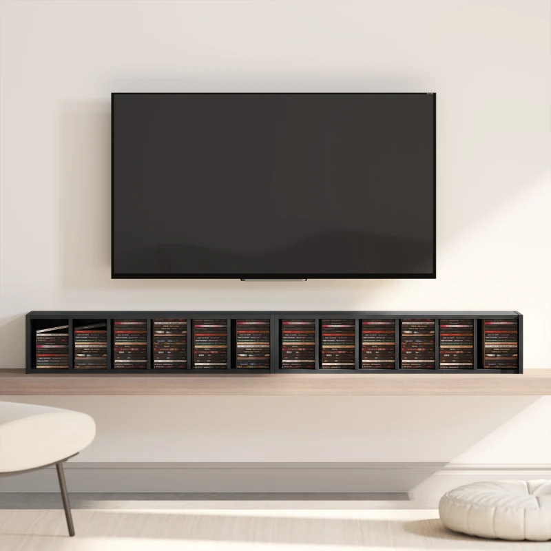 HOMCOM 2er-Set Säulenregale CD-DVD Aufbewahrungsschrank 12 Fächer 21 x 22,5 x 88,5 cm Kapazität 204 CD schwarz