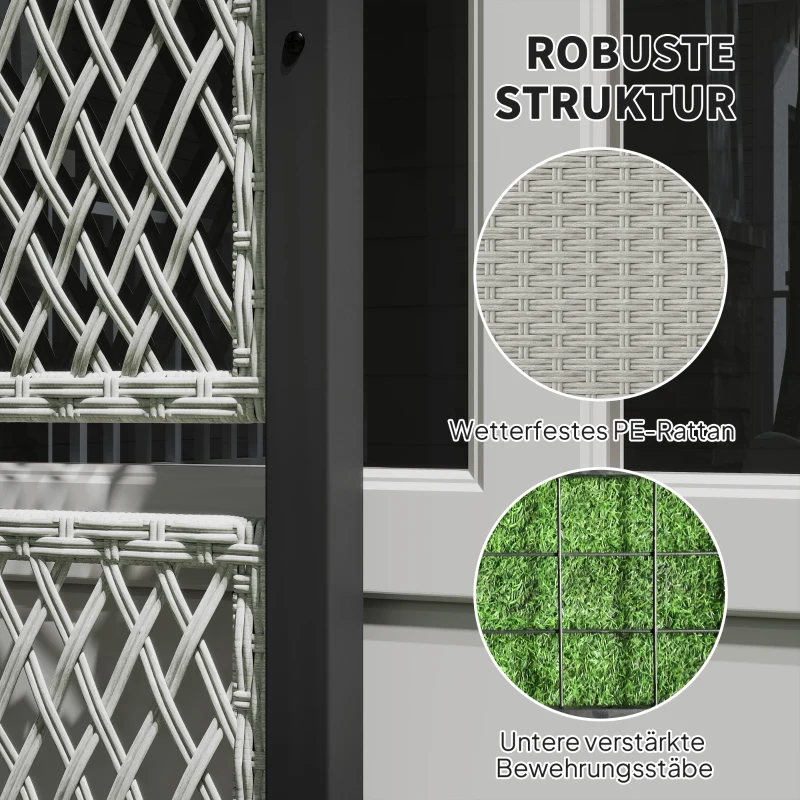 Outsunny Hoogbed met klimrek in rattanlook plantenbak bloembak met rankhulp 90 x 35 x 148 cm Grijs