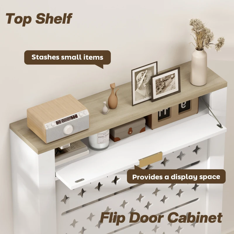 HOMCOM 78 x 19 cm Minimal Radiator Cover, with Drawer - White