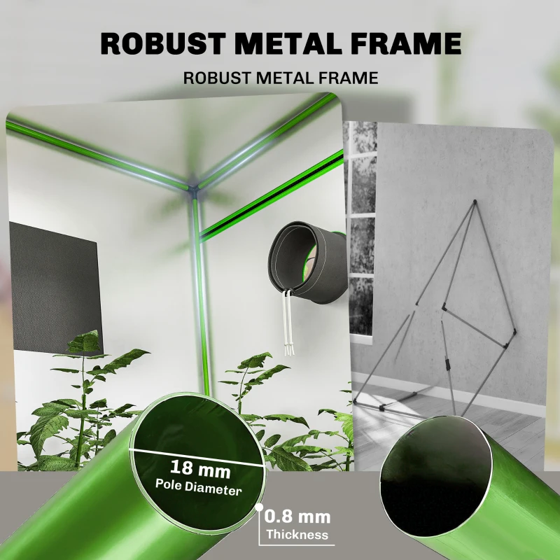 Outsunny Grow Tent 120 x 120 x 200 cm, Reflective Mylar Hydroponic Growing Tent with 600D Oxford Fabric, Observation Window, Vent, Zipper Door for Indoor Plant Growing, Black