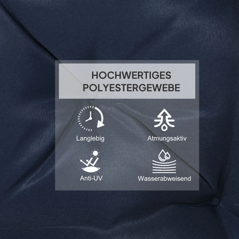 Outsunny Set van 2 zitkussens, 98 x 50 cm stoelkussens met bindbanden, stofhoes, 8cm dik donkerblauw