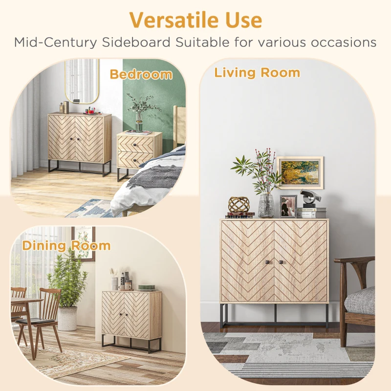 HOMCOM MDF 2-Tier Storage Cabinet Steel Frame Handles Tabletop Unique Home Style Organiser, 80H x 80L x 29.5Wcm-Oak