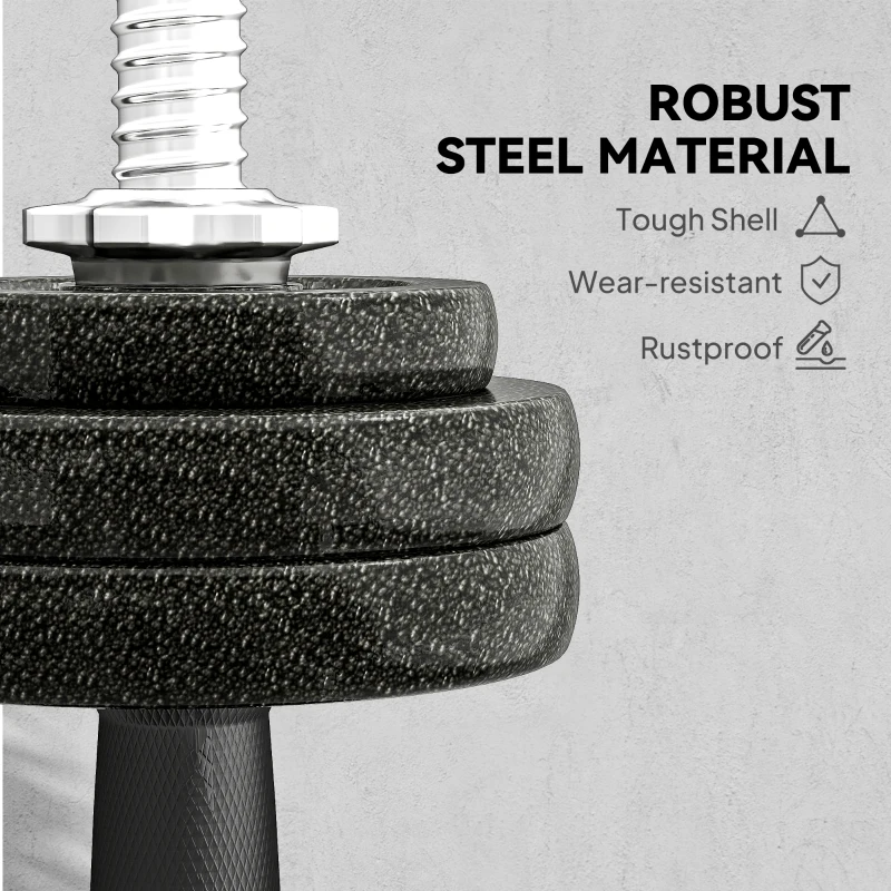 SPORTNOW 2-in-1 Adjustable Dumbbells Set, 30kg Cast Iron Weights Dumbbells Set with Non-Slip Grip for Strength Training, Weight Lifting, Bodybuilding, Home Gym Workout Equipment for Men & Women