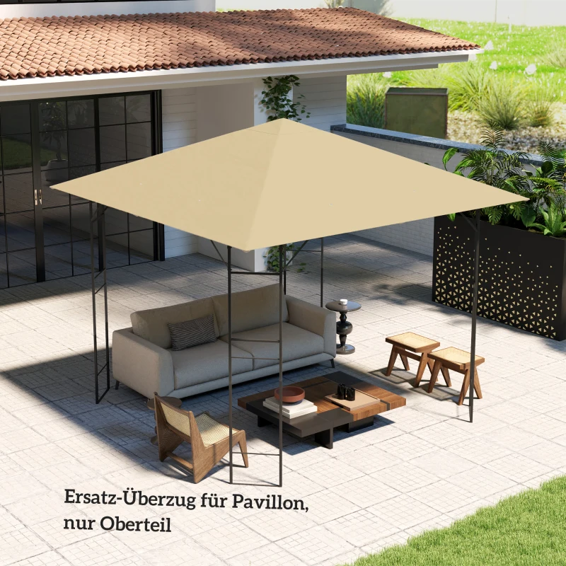 Outsunny Vervangend dak voor paviljoen 3 x 3 m waterafstotend paviljoendak UPF30+ vervangingshoes Oxford-stof, 370 g/m², Beige