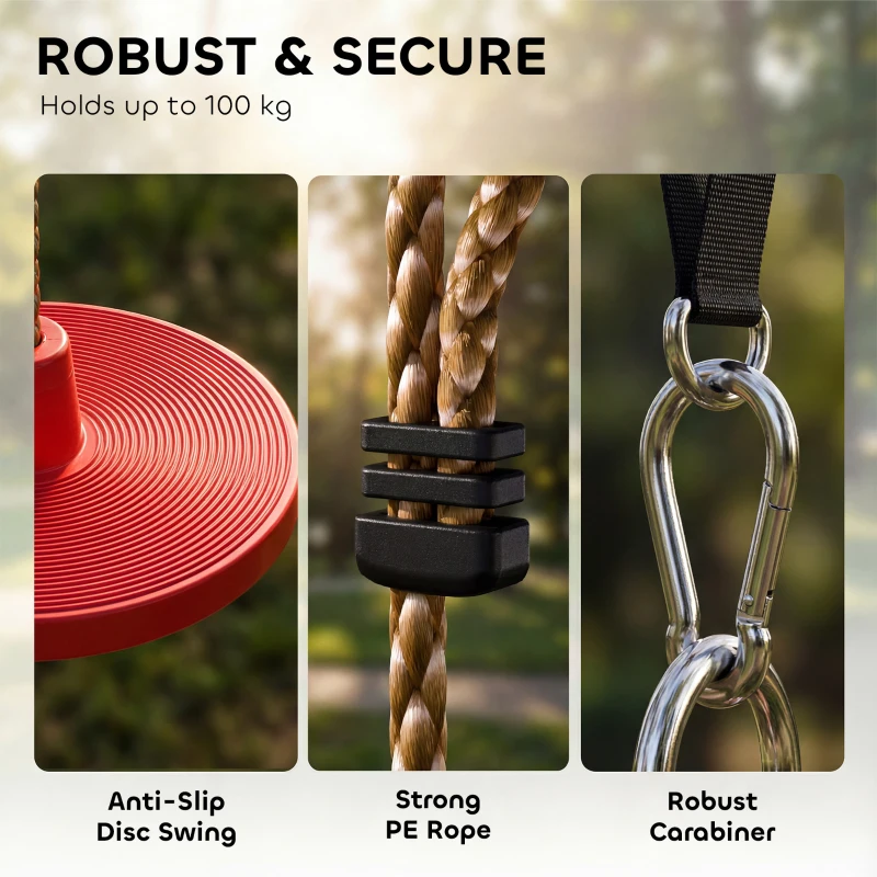 AIYAPLAY Ninja Line Kinder Slackline Set mit Schaukel, Plattformen, Outdoor Spielset Ausrüstung für 3-8 Jahre Kinder Rot