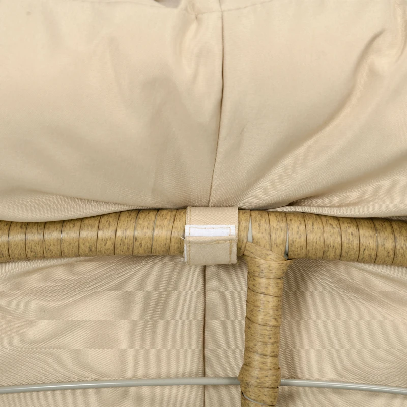 Outsunny Cadeira Papasan Giratória de Vime Sintético com Almofada Suporta 120 kg para Exterior Jardim Terraço 85x70x82 cm Castanho e Cáqui