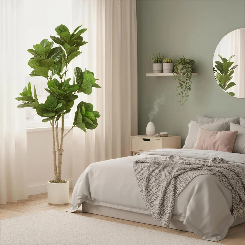 HOMCOM 180cm Artificial Fiddle Leaf Fig Tree - Green