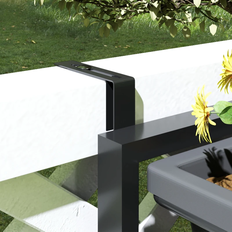 Outsunny Set de 3 ghivece ghiveci cu orificii, 56x42 cm, ghivece pătrate din plastic, Gri închis