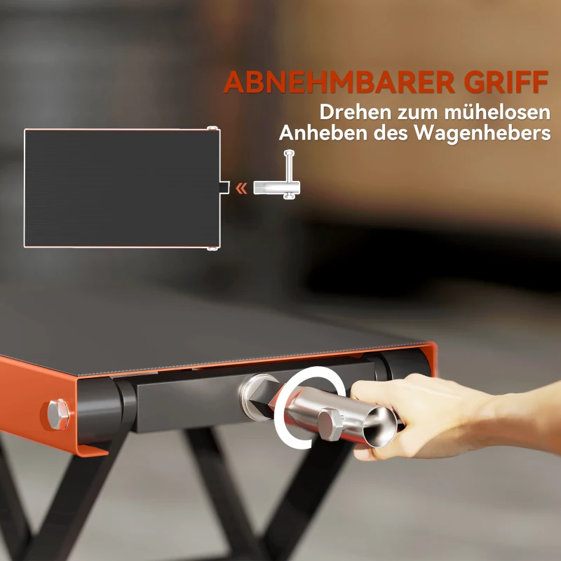 HOMCOM Cric pentru motocicletă 500 kg, platformă reglabilă 135-390 mm, oțel, portocaliu