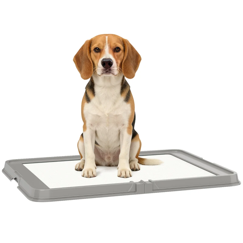 PawHut Vassoio igienico pieghevole per cani con tappetini, 86x62 cm, Grigio