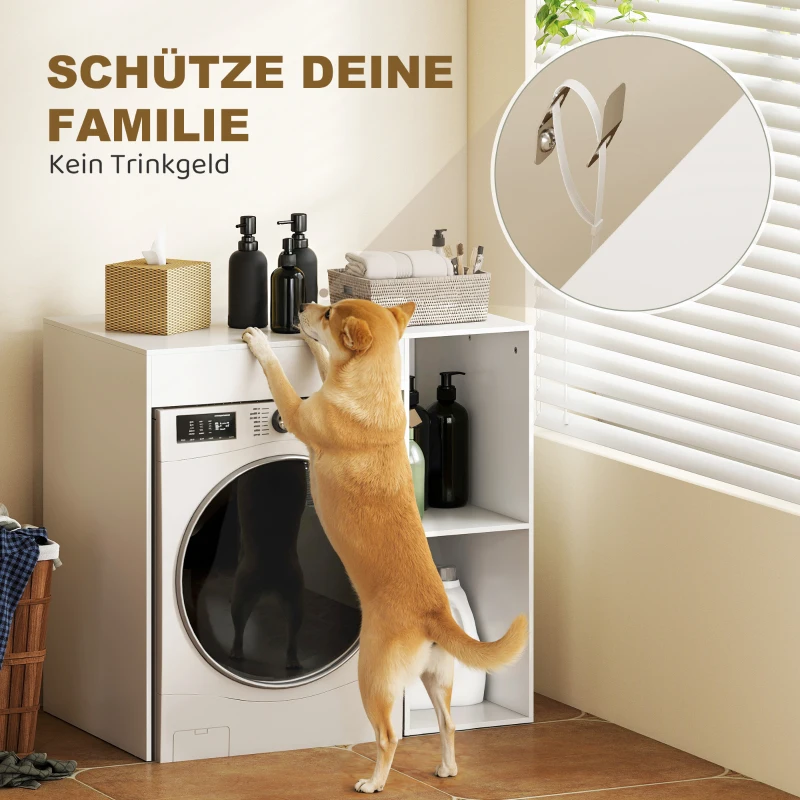 HOMCOM Kast boven wasmachine, badkamer-organizer boven toilet met open opbergvakken voor wasruimte, Wit