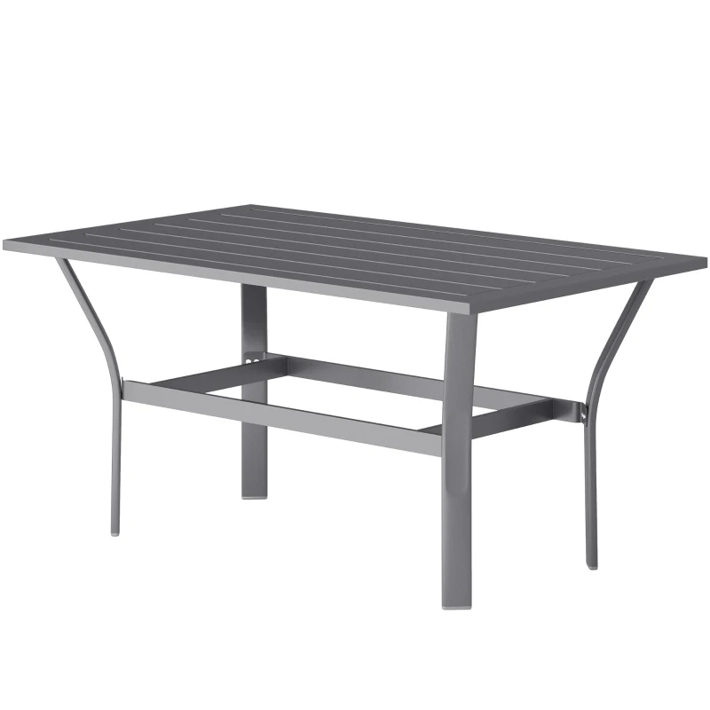 Outsunny Măsuță laterală din metal masă de balcon cu design cu lamele rezistentă la intemperii masă de cafea pentru grădină 91,5 x 55 x 45 cm Gri închis