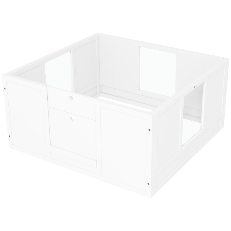 PawHut Cușcă pentru pui pentru câini mici și de talie medie, cușcă de fătare pentru câini cu intrare ajustabilă, tampoane antiderapante, Alb