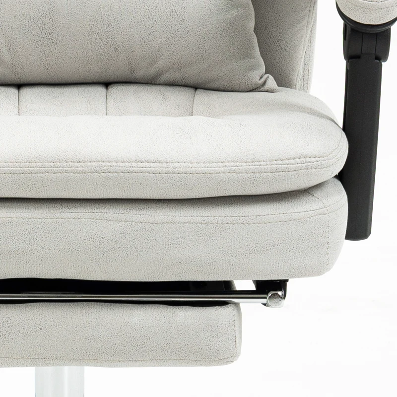 Vinsetto Scaun de birou cu funcție de masaj și încălzire, ergonomic, 66x67x110-118cm, Alb crem