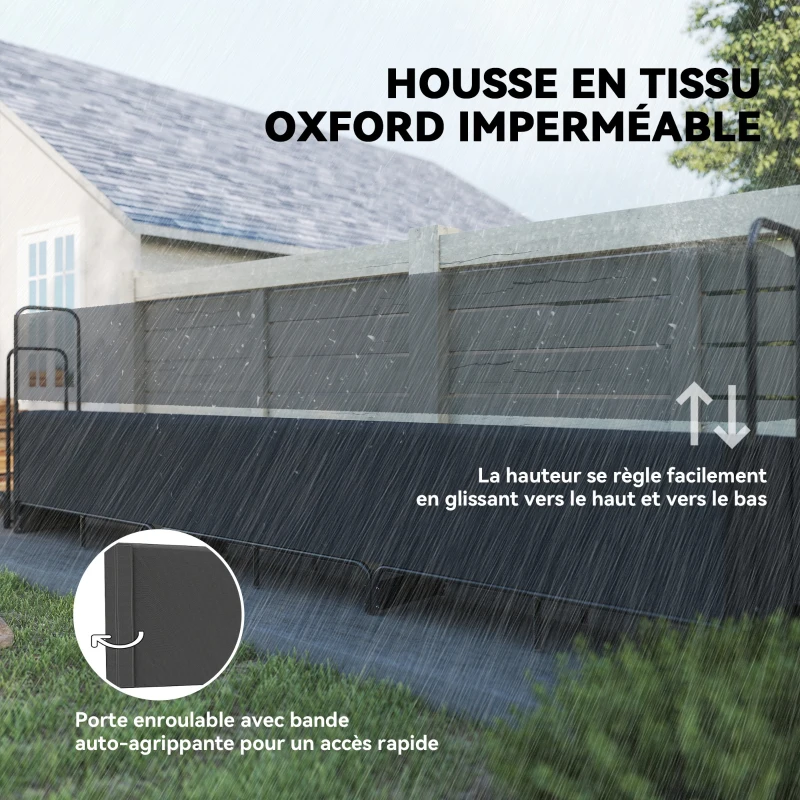 Outsunny Range bûches extérieur, abri bois de chauffage couverture imperméable 600D Oxford charge 300 kg 389 x 38 x 118 cm noir