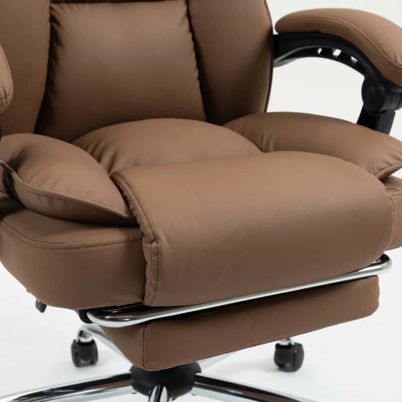 HOMCOM 155° Reclining Faux Leather Swivel Office Chair - Brown