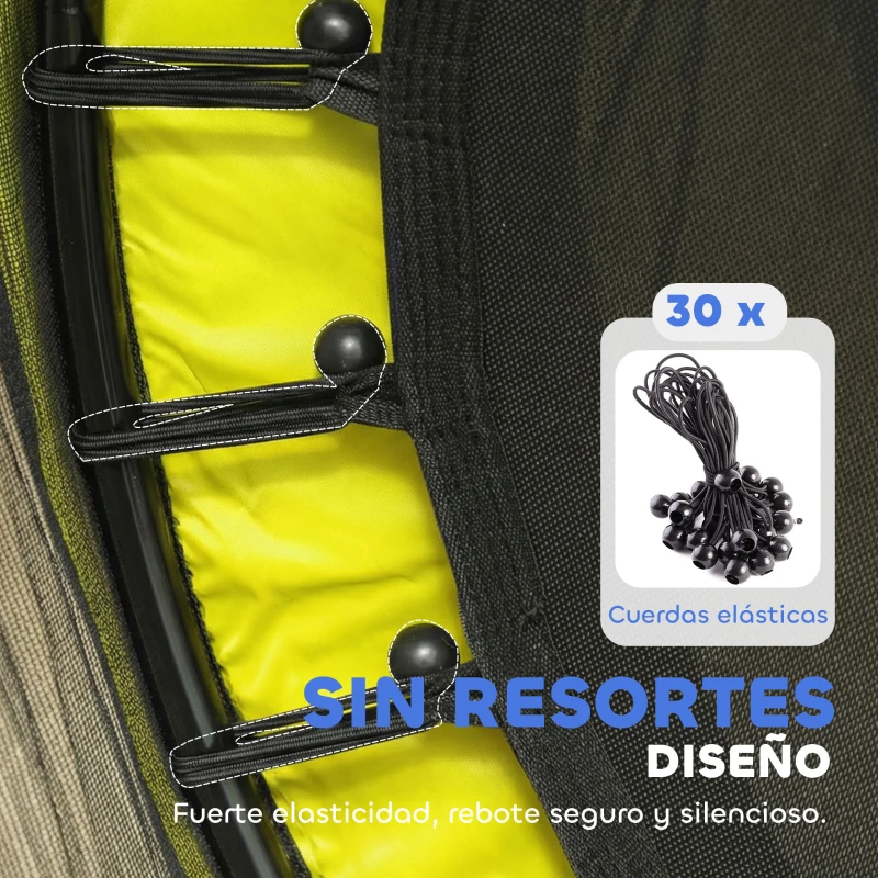 HOMCOM Cama Elástica Infantil Ø140 cm para Niños de 3-10 Años con Red de Seguridad Carga 50 kg para Interior Exterior Amarillo