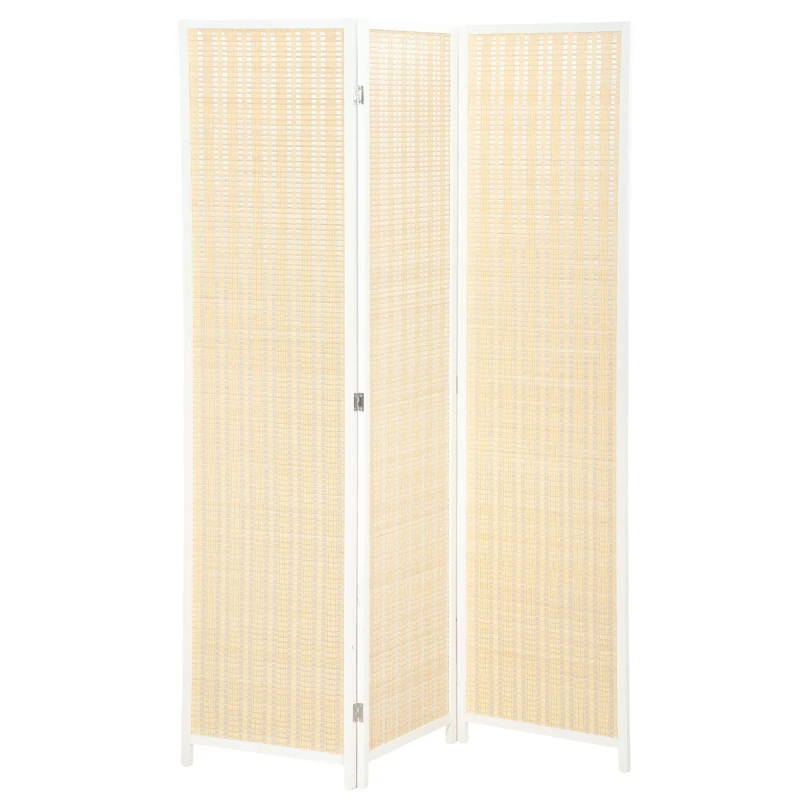 HOMCOM Biombo de madeira separador de ambientes divisória dobrável 3 painéis 135 x 180 cm branco