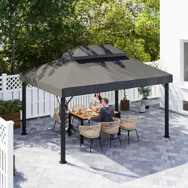 Outsunny Acoperiș de rezervă pentru pavilion, 3 x 4 m, husă de rezervă cu orificii de scurgere, poliester, protecție solară, UPF30+, Gri închis