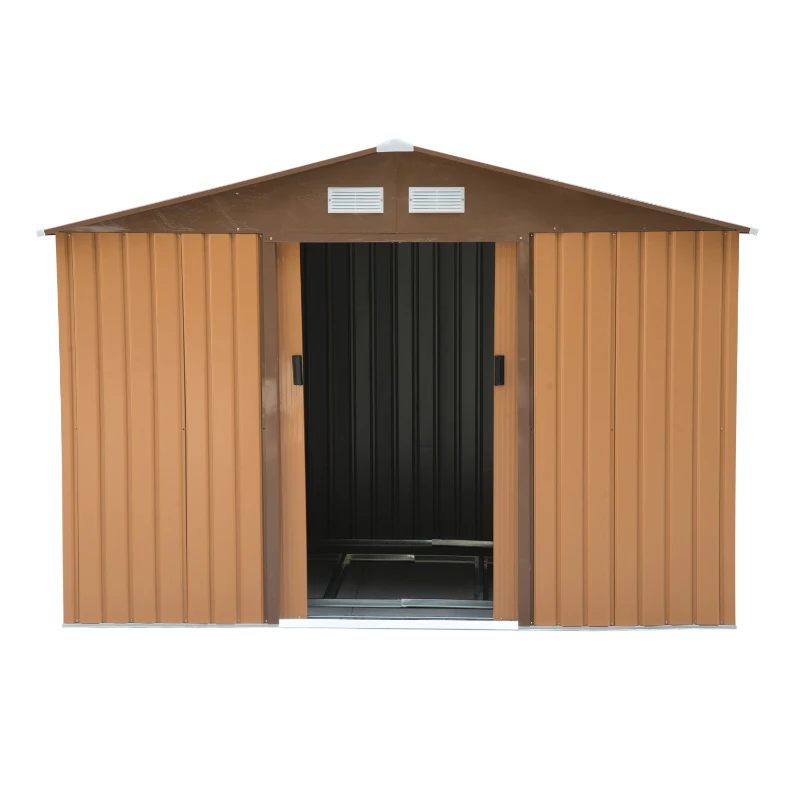 Outsunny Casuta Gradina Fier Galben 277×191×192 cm – Magazie Spatioasa(m-15)