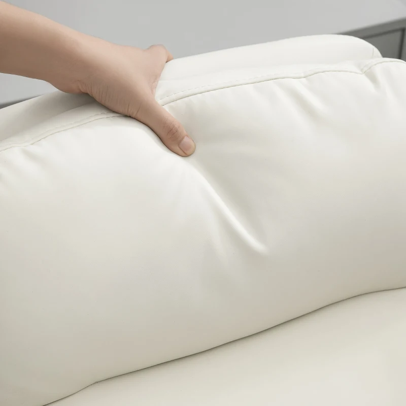 HOMCOM Scaun pentru birou reglabil pe înălțime cu pernă moale și tapițerie din piele ecologică, roți flexibile și funcție de înclinare, Alb