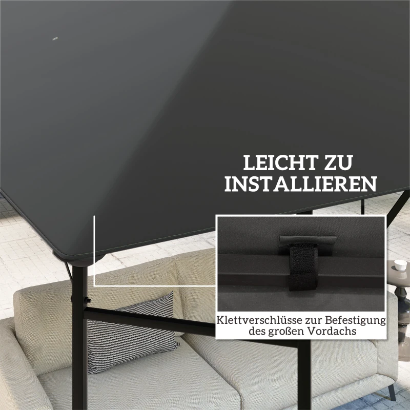 Outsunny Ersatzdach für Pavillon 3 x 3 m wasserabweisend Pavillondach UPF30+ Ersatzbezug Oxford-Stoff, 370 g/m², Grau