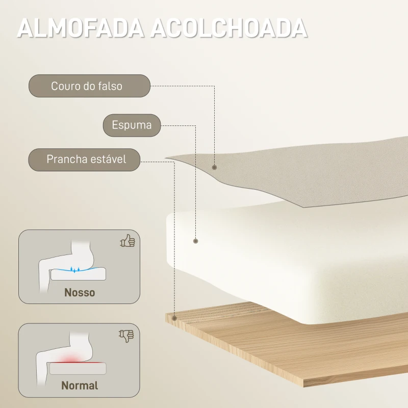 HOMCOM Cadeira de Escritório com Apoio para os Pés Encosto Reclinável e Revestida em Couro Sintético  66x72x113-121 cm Bege